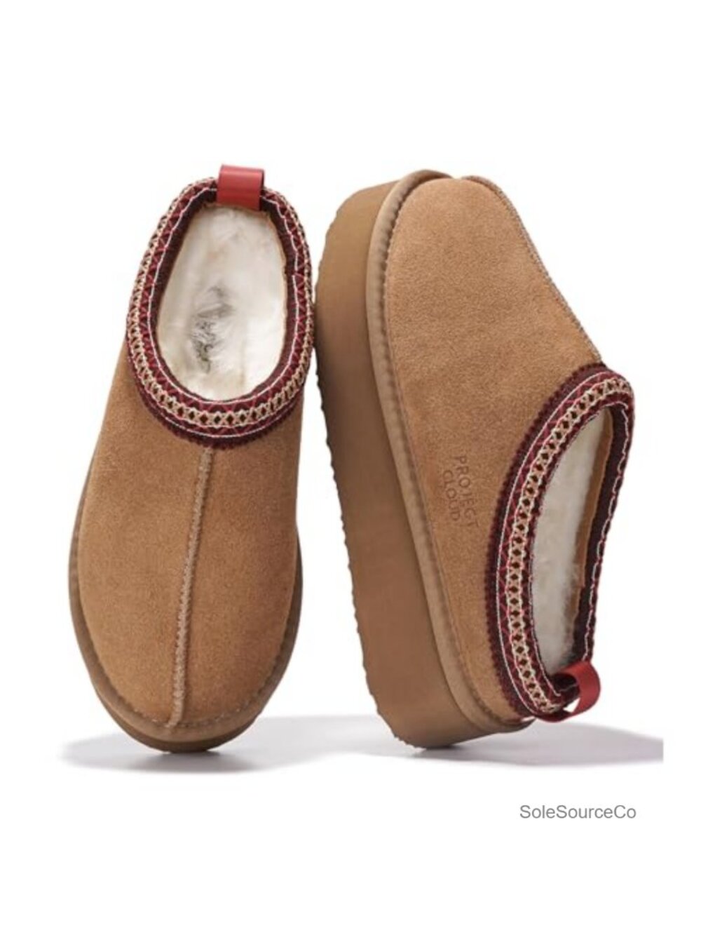 Genuine Leather Platform Slippers Women Memory Foam Non-Slip Shearling
